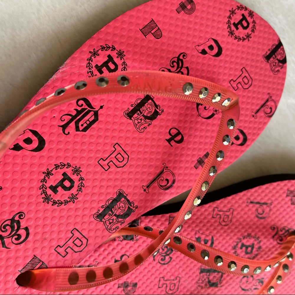 PINK Victoria’s Secret Bling Flip Flops Sandals  M 7/8